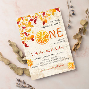 Lemon Tree Main Squeeze Photo First Birthday Invitation