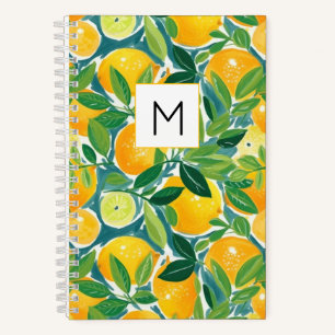 Lemon Tree Monogram INITIAL Fresh Colourful Fun Notebook