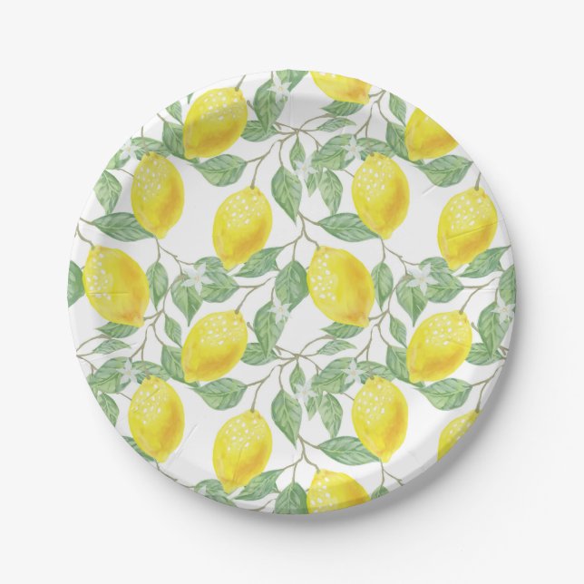 Lemon Tree Pattern Paper Plate (Front)