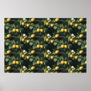 Lemon Tree Seamless Pattern Poster