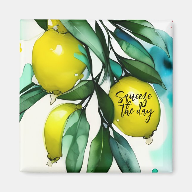 Lemon Tree Squeeze the Day Custom Text Magnet (Front)