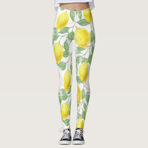 Lemon tree watercolor leggings