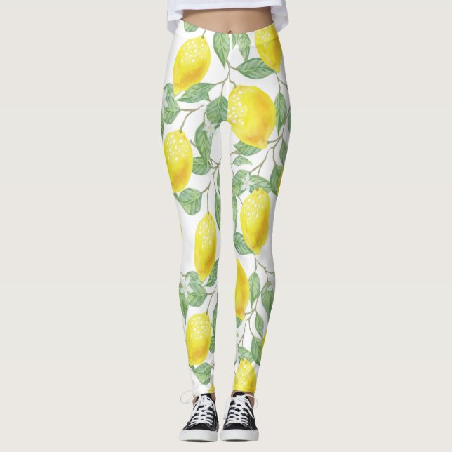 Lemon tree watercolor leggings (Front)