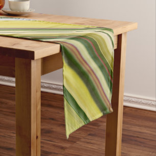 Lemon Tree Yellow and Green Stripe Short Table Runner