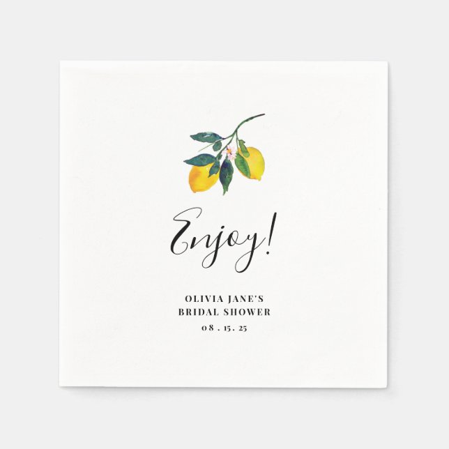 Lemon Tropical Bridal Shower Napkin (Front)