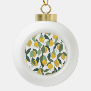 Lemon Tropical: Bright Vintage Seamless Ceramic Ball Christmas Ornament