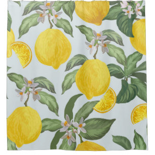 Lemon Tropical Fruit Vintage Pattern Shower Curtain