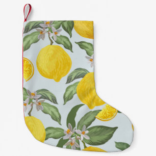 Lemon Tropical Fruit Vintage Pattern Small Christmas Stocking