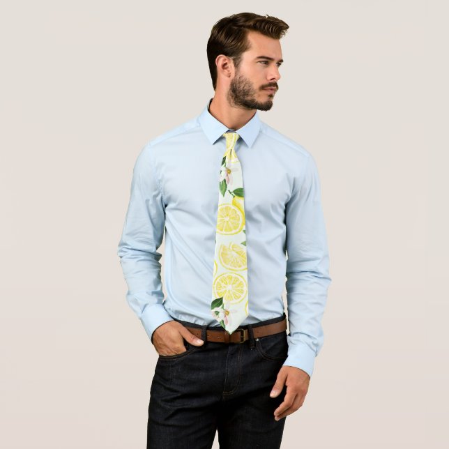 Lemon Tropical Summer Fruit Pattern on Mint 2 Tie (In Situ)
