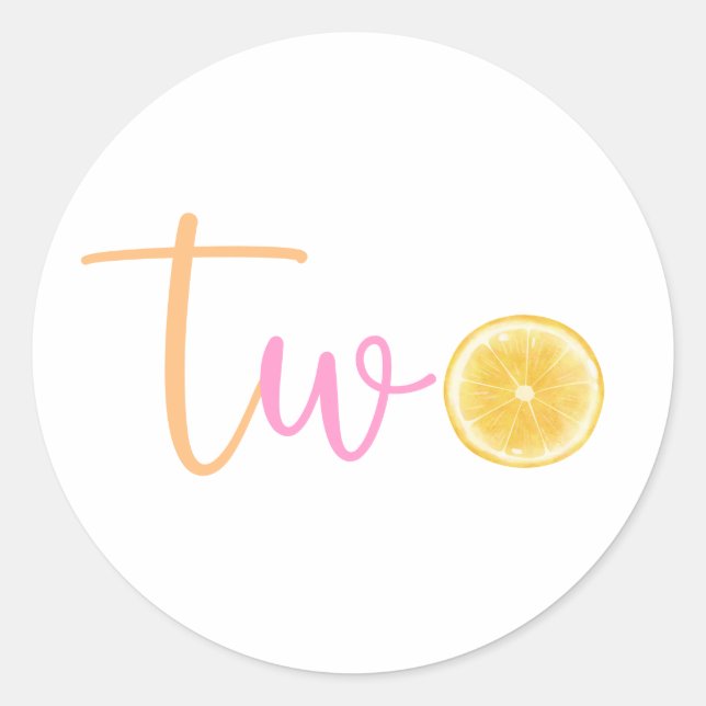 Lemon Two Birthday Classic Round Sticker (Front)