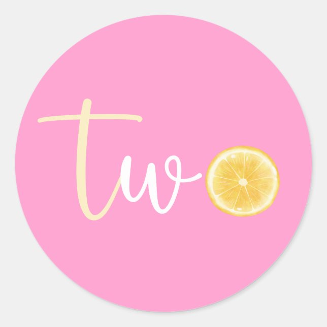 Lemon Two Birthday Classic Round Sticker (Front)