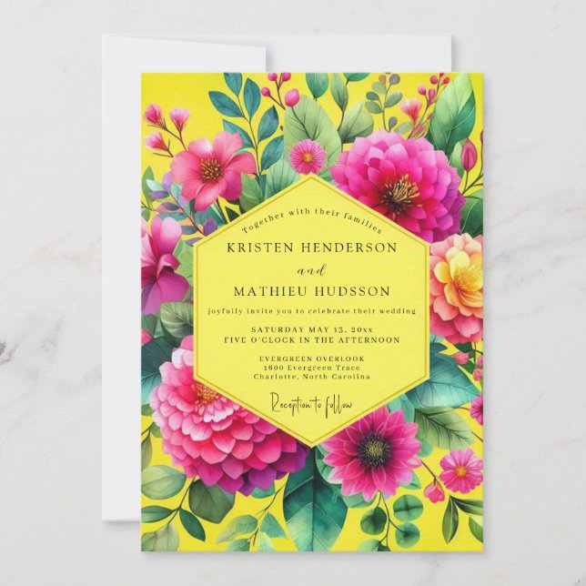 Lemon Vibrant Botanical Wedding Invitation (Front)