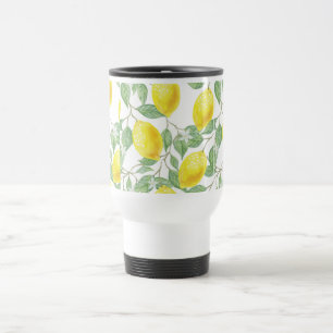Lemon Vines Print Travel Mug