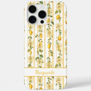 Lemon Vines With Coquette Bows Monogrammed iPhone 16 Pro Max Case