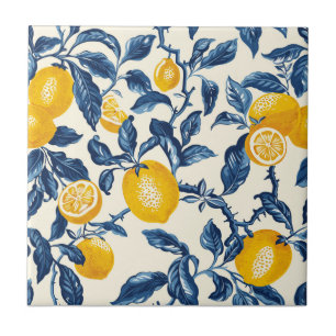 Lemon Vintage Retro Victorian Pattern Tile