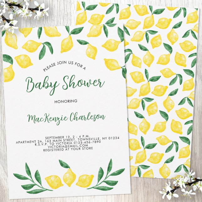Lemon Watercolor Baby Shower Invitation (Creator Uploaded)
