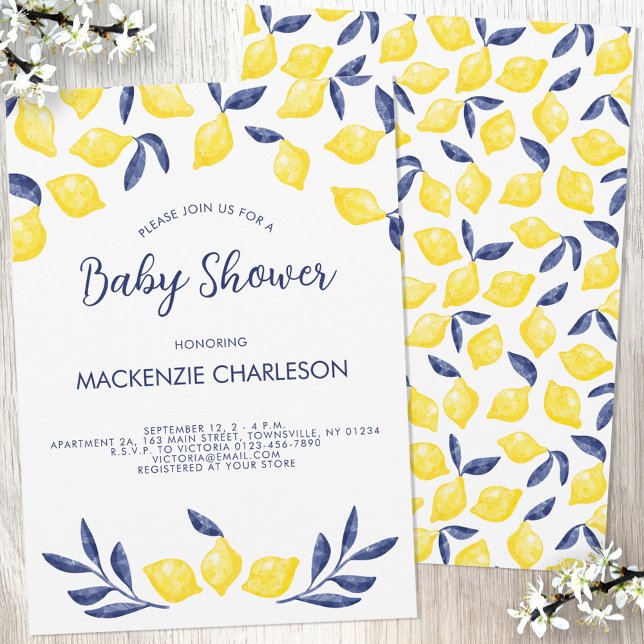 Lemon Watercolor Baby Shower Invitation (Creator Uploaded)