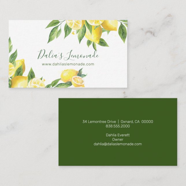 Lemon Watercolor Business Card (Front/Back)