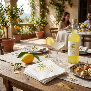 Lemon Watercolor Cheers to Age Birthday Napkin