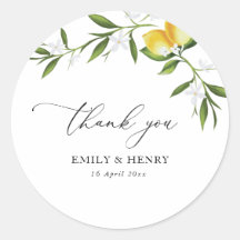 lemon watercolor greenery floral wedding thank you