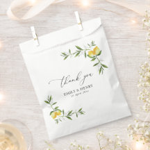 lemon watercolor greenery floral wedding thank you