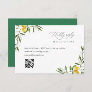 lemon watercolor greenery wedding RSVP card