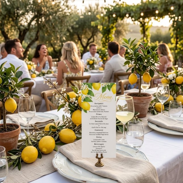 Lemon Watercolor Italian Birthday Dinner Menu (Creator Uploaded)
