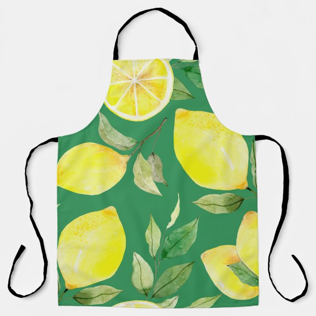 lemon,watercolor pattern,background,fruit,wallpape apron (Front)