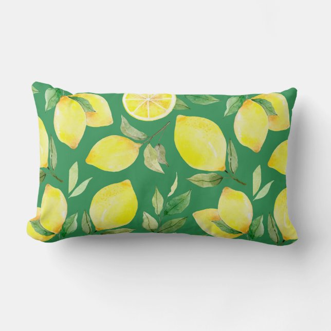 lemon,watercolor pattern,background,fruit,wallpape lumbar cushion (Front)