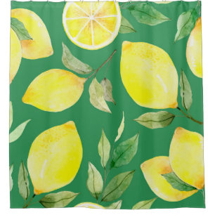 lemon,watercolor pattern,background,fruit,wallpape shower curtain