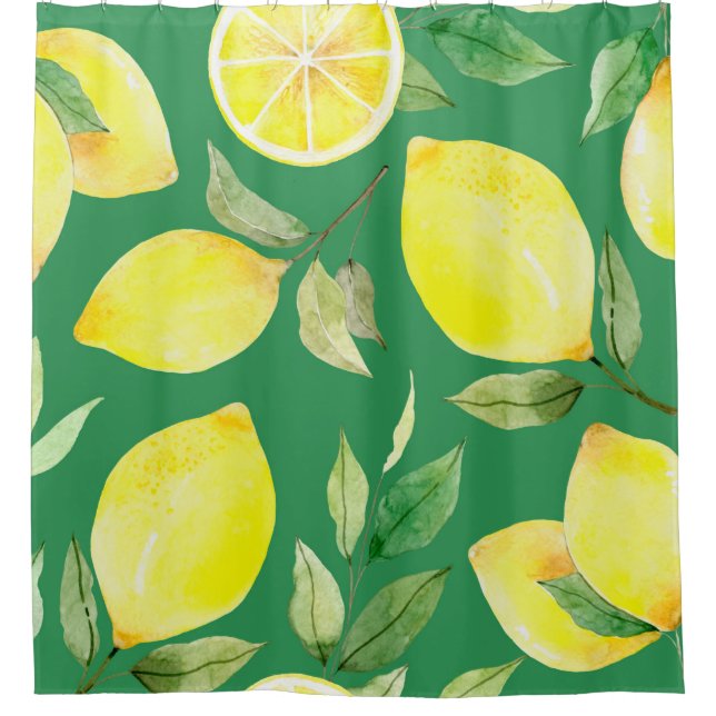 lemon,watercolor pattern,background,fruit,wallpape shower curtain (Front)