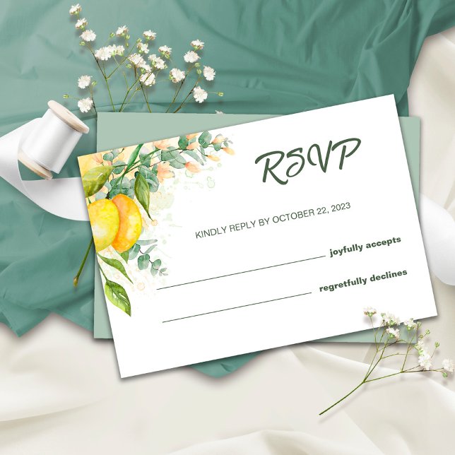 Lemon Watercolor RSVP Wedding Card (Creator Uploaded)