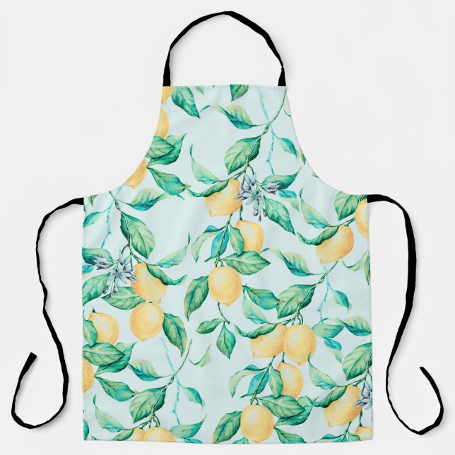 Lemon watercolor seamless pattern apron (Front)