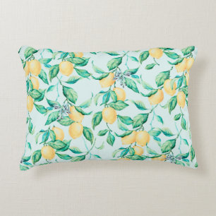 Lemon watercolor seamless pattern decorative cushion