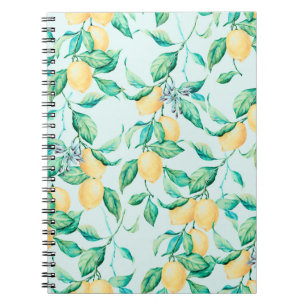 Lemon watercolor seamless pattern notebook