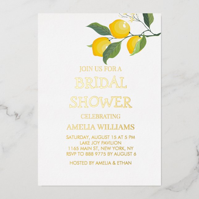 Lemon Watercolor Summer Botanical Bridal Shower (Front)