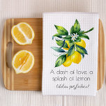Lemon Watercolor Tea Towel<br><div class="desc">Brighten up your kitchen with this Lemon Watercolor Kitchen Towel, featuring vibrant yellow lemons, fresh green leaves, and a cheerful watercolor design. A playful quote adds a fun citrusy twist, perfect for bringing a burst of sunshine to your daily routine. A fresh and fruity touch for any kitchen—or a sweet...</div>