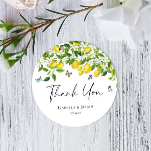 Lemon Wedding Classic Round Sticker
