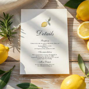 Lemon Wedding Details Card   Amalfi Coast Italian 