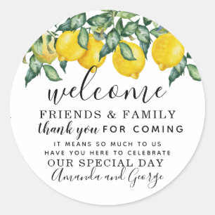 Lemon Wedding favour personalised thank you Classic Round Sticker