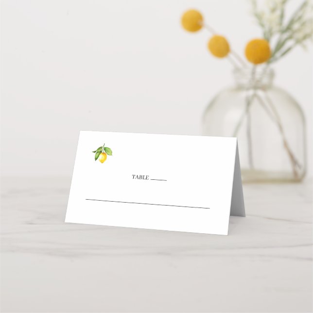 Lemon Wedding Folded Place Card (Front)
