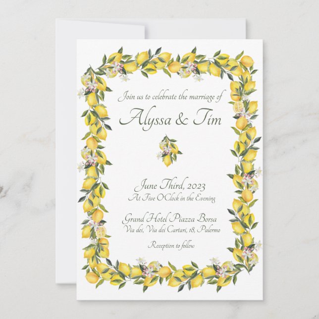 Lemon Wedding Invitations  (Front)