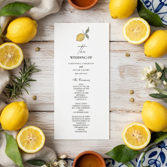 Lemon Wedding Program | Amalfi Coast Italian  Menu (Creator Uploaded)