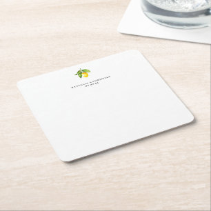 Lemon Wedding Square Paper Coaster