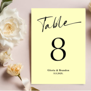 Lemon Wedding Table Number Card