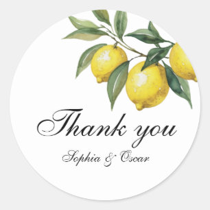 Lemon Wedding Thank You Sticker   Mediterranean 