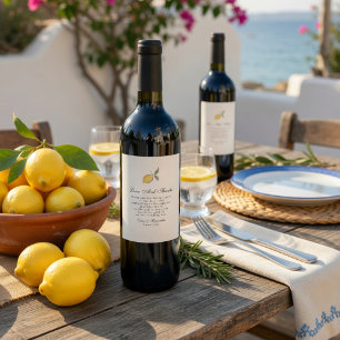 Lemon Wedding Wine Label Amalfi Coast Italian