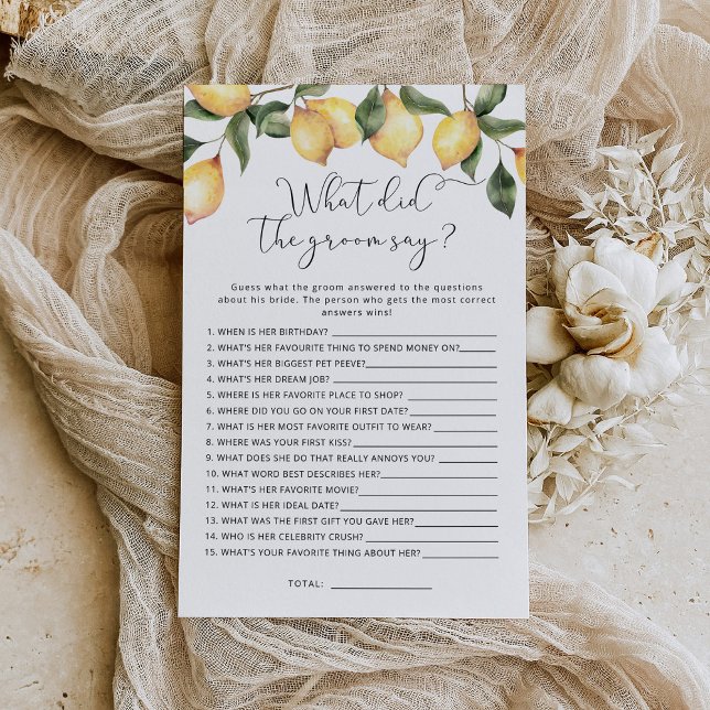 Lemon What did the groom say bridal shower game (Creator Uploaded)