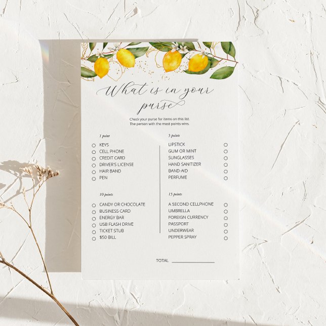 Lemon What Is In Your Purse Baby Shower Game  (Creator Uploaded)