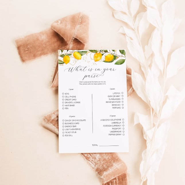 Lemon What Is In Your Purse Bridal Shower Game  (Creator Uploaded)